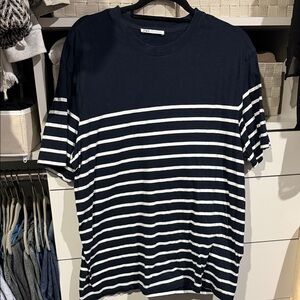Zara Black and White Striped Short Sleeve Tee